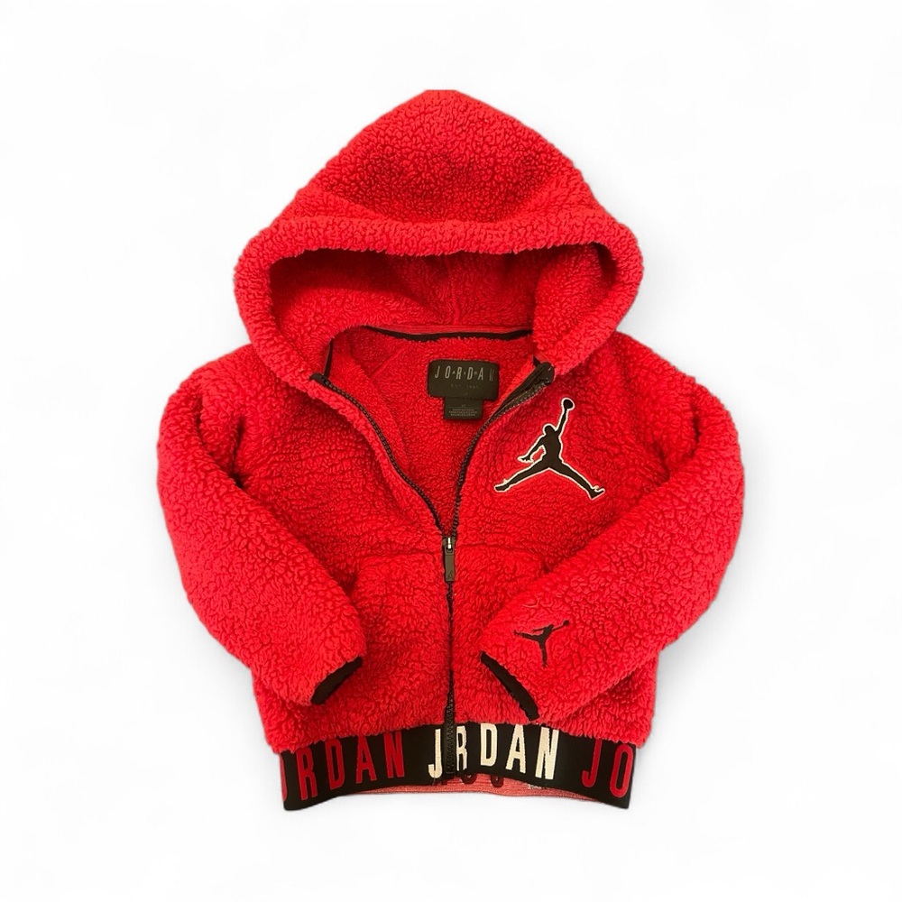 Jordan Kids Cozy Fall/Winter Red Sherpa Hoodie